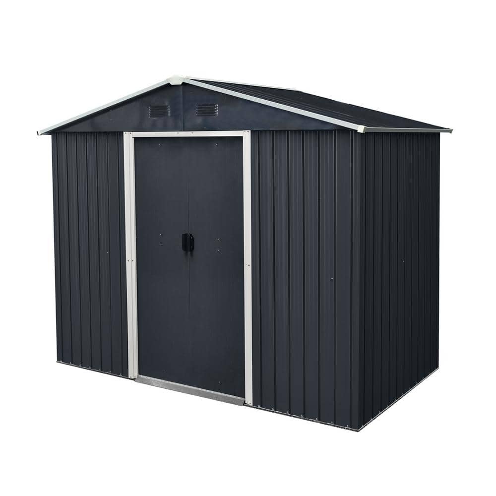 8 ft. W x 4 ft. D Outdoor Metal Storage Shed with foundation for Backyard, Patio, Lawn-Black (32 sq. ft. ) price history on PriceWatchPro
