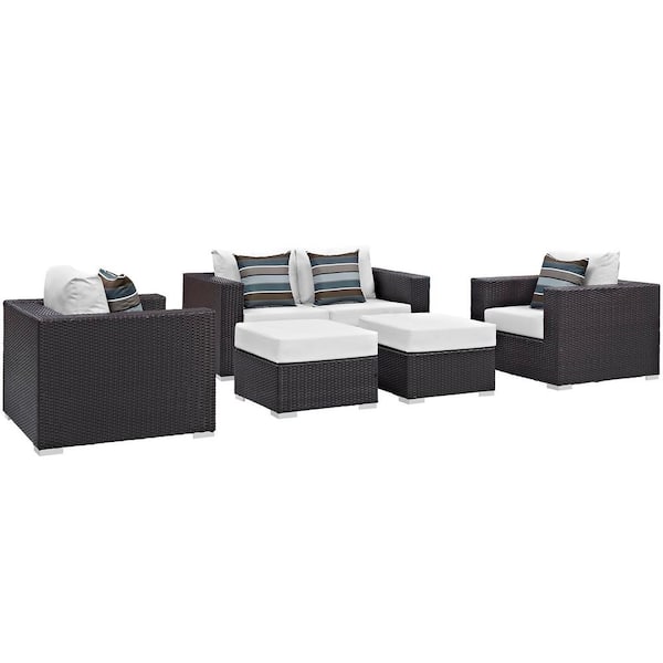 MODWAY Convene 5Piece Outdoor Patio Sofa Set in Espresso White EEI