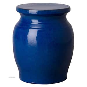 Koji Blue Indoor/Outdoor Ceramic 22 in. Garden Stool
