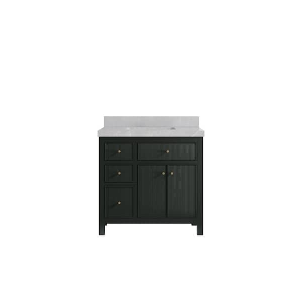 Willow Collections Sonoma 36 in. W x 22 in. D x 36 in. H Single Sink Bath Vanity in Dark Green with 2" Pearl Gray Qt. Top