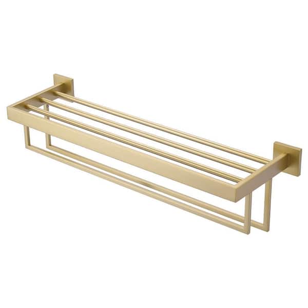 24-Inch Stainless Steel Wall Mounted Towel Rack with Double Towel Bars for Bathroom in Brushed Gold