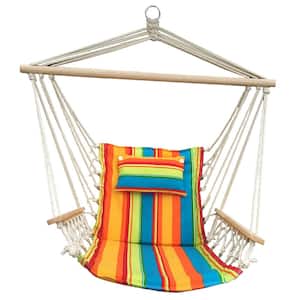 Hammock Chair with Wooden Armrests in Fruit Stripes