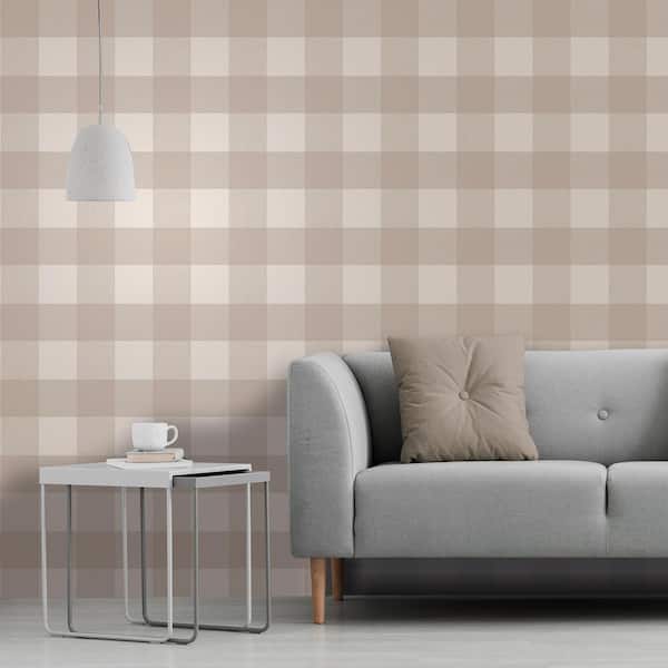 Multi-Colored Ernie Neutral Plaid Matte Non-Pasted Peelable Paper Wallpaper