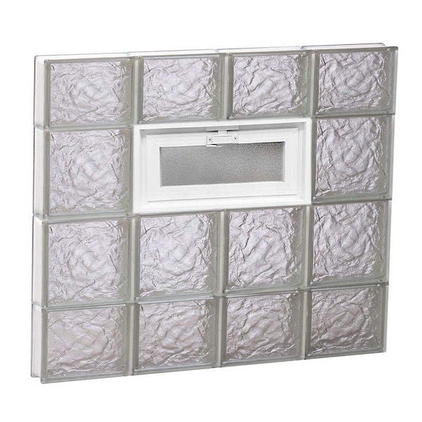 Clearly Secure 31 in. x 27 in. x 3.125 in. Frameless Ice Pattern Vented Glass Block Window