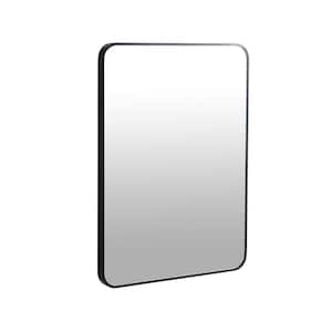 24 in. W x 32 in. H Rectangle Aluminium Frame Black Bathroom Wall Mirror