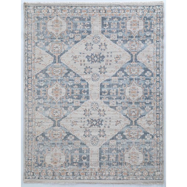 NUSTORY Blue 8 ft. x 10 ft. Rectangle Abstract Wool, Cotton Area Rug