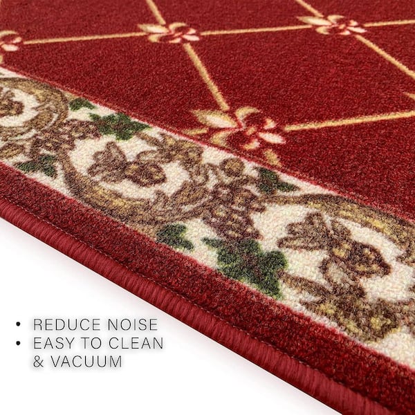 Fleur De Lis French Red 26 in. W x 28 ft. L Runner Rug/Stair Runner 61.6 sq. ft.