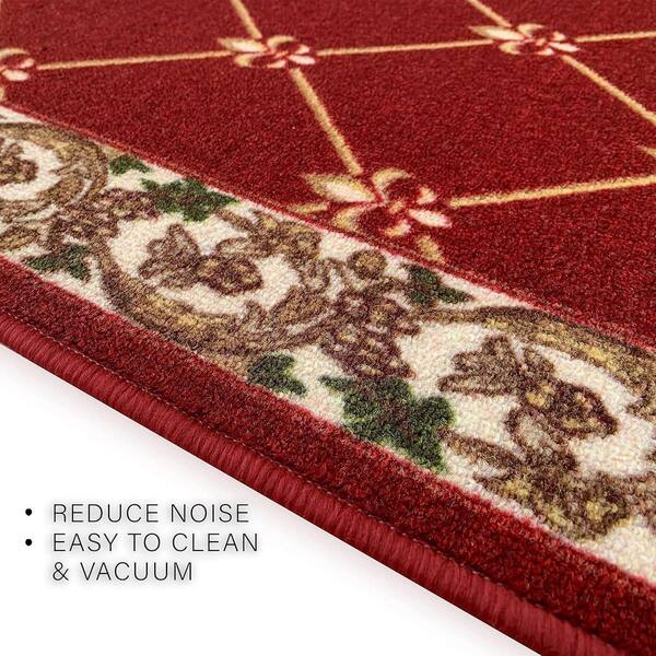 Fleur De Lis French Red 31 in. W x 39 ft. L Runner Rug/Stair Runner 101.4 sq. ft.
