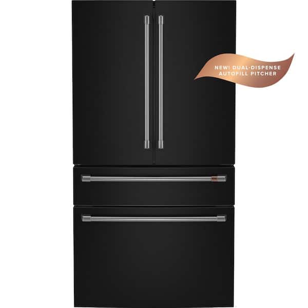 Cafe 28.7 cu. ft. Smart Four Door French Door Refrigerator in Matte Black with Dual-Dispense Autofill Pitcher