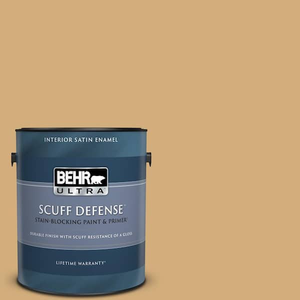 BEHR ULTRA 1 gal. #310F-4 Rye Extra Durable Satin Enamel Interior Paint & Primer