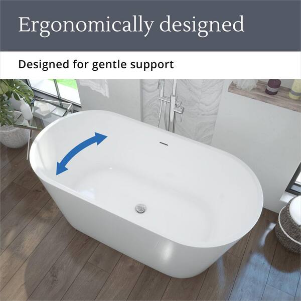DreamLine Enigma 59 in. x 29 in. Freestanding Acrylic Soaking