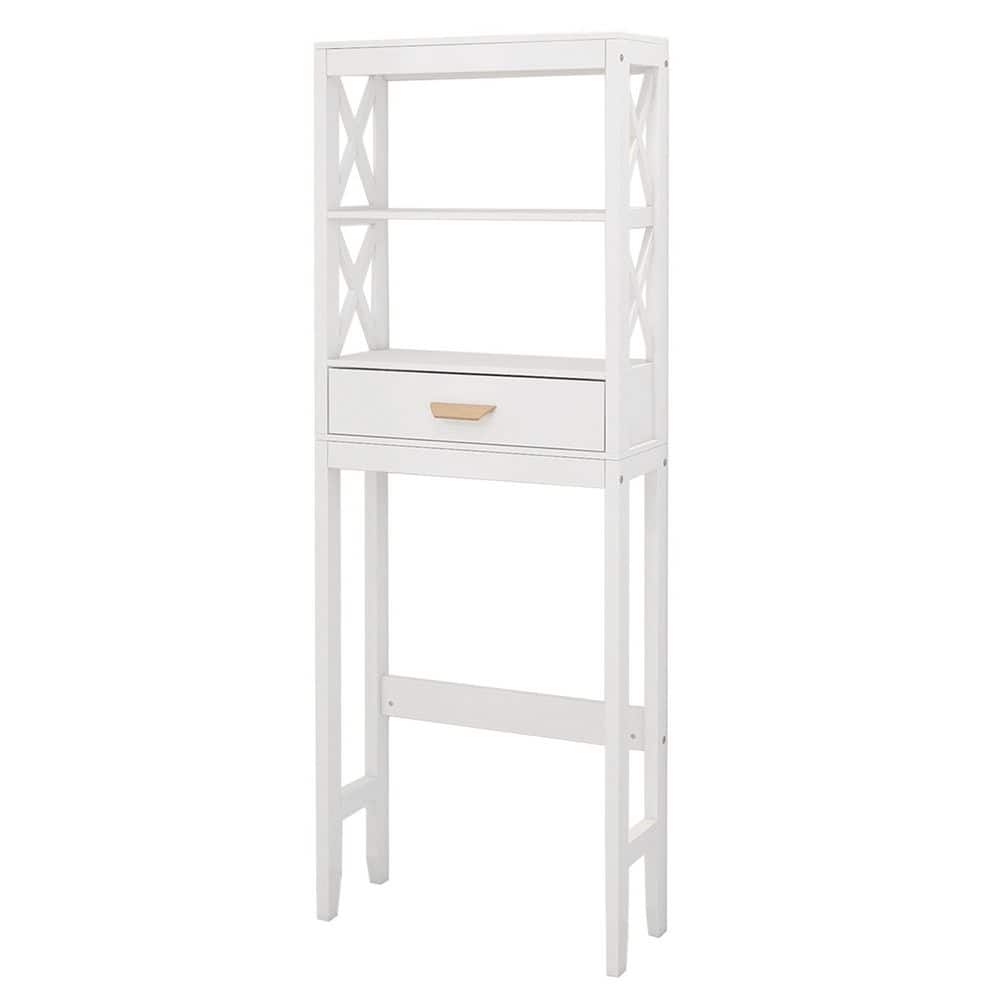 23.62 in. W x 65 in. H x 7.87 in. D White Over The Toilet Storage with 2-Ti