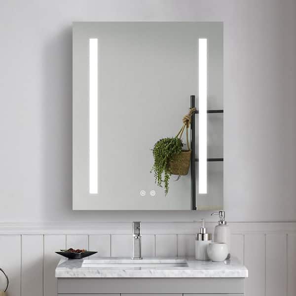 24 in. W x 30 in. H Rectangular Aluminum LED Fog Free Medicine Cabinet with Mirror, Left Soft Close Door