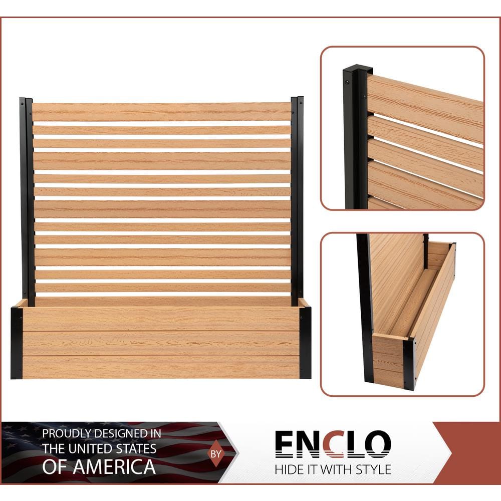 Cedar Freestanding Vinyl Privacy Screen with Planter Box