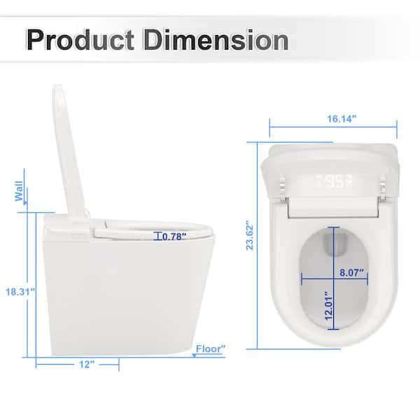 GIVING TREE Smart Toilet Bidet with 1.32 GPF Built-In Water Tank and Warm Air Dryer