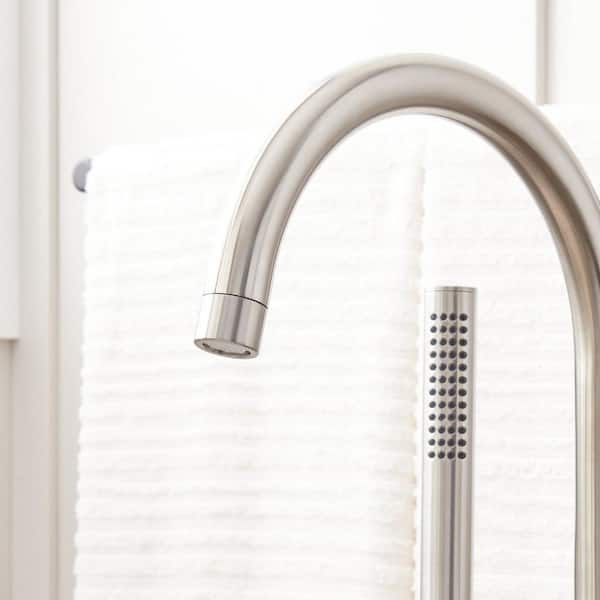 SIGNATURE HARDWARE - Lentz Single-Handle Floor Mounted Roman Tub Faucet in. Brushed Nickel