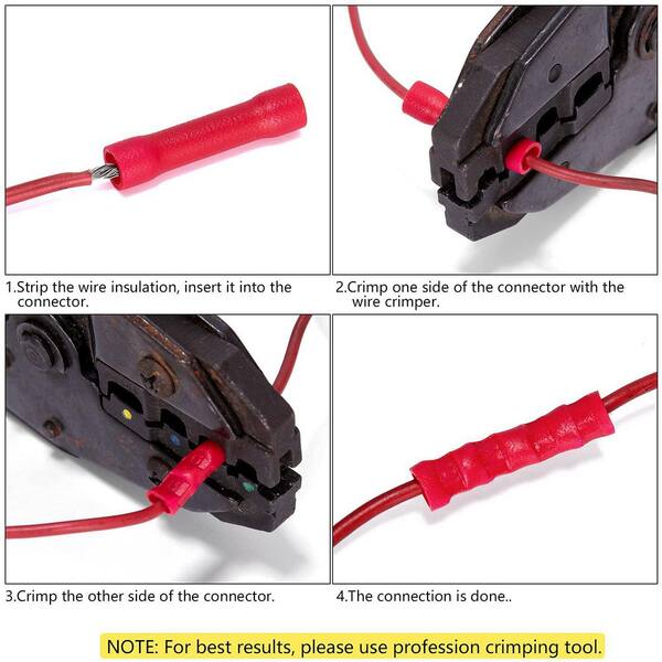 thumbnail image 2 of Insulated Ring Electrical Wire Connectors | Spade & Splice Crimp Terminals | 22-10 AWG | PVC Tinned Brass 2 of 3