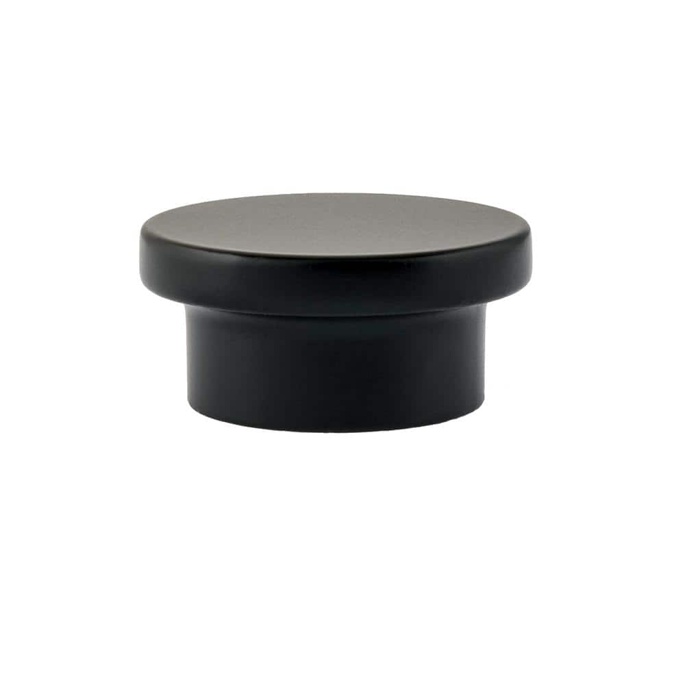 Matte Black Round Modern Cabinet Knob with Mounting Hardware
