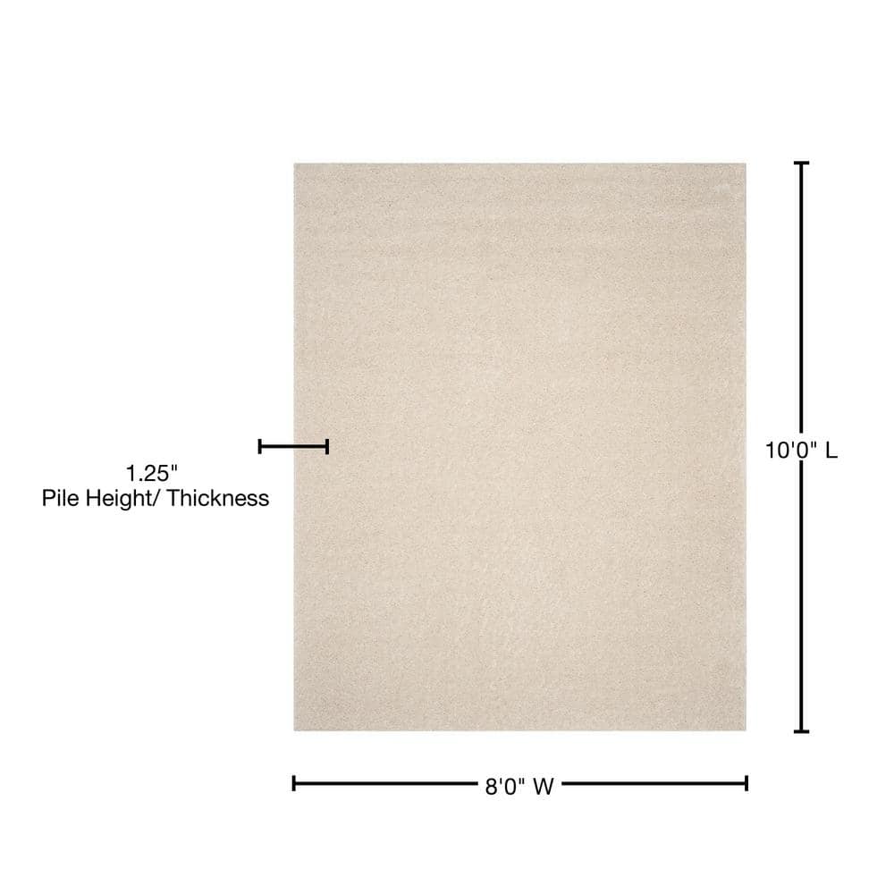 Cream 8' x 10' Tufted Shag Area Rug