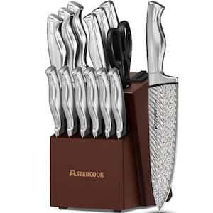 15Pc German Stainless Steel Assorted Knife with Block Set