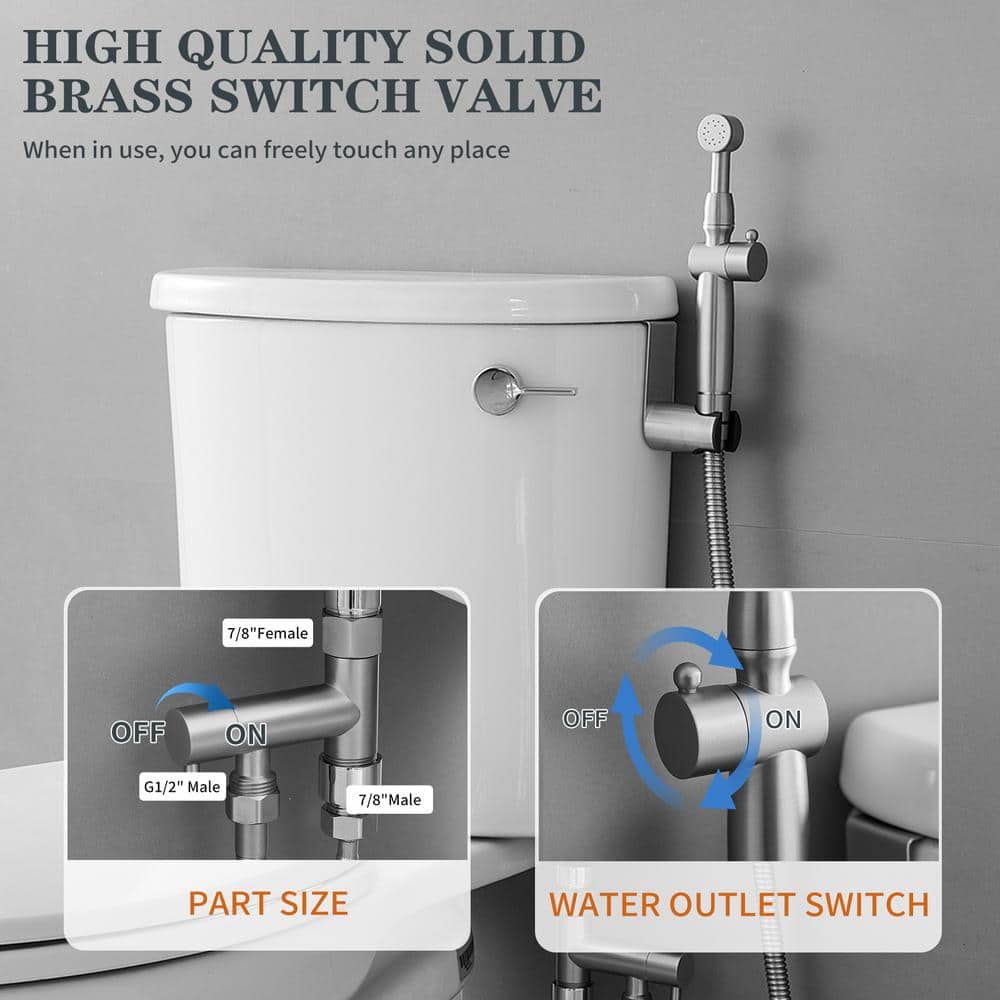 Brushed Nickel Handheld Bidet Sprayer with Adjustable Water Pressure