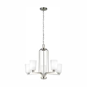 Franport 5-Light Brushed Nickel Chandelier with LED Bulbs