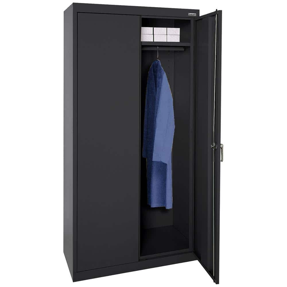 Classic Black Steel Wardrobe Cabinet with Adjustable Shelf
