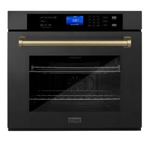 30 in. Electric Single Wall Oven with Self Clean and True Convection in Black Stainless Steel and Champagne Bronze