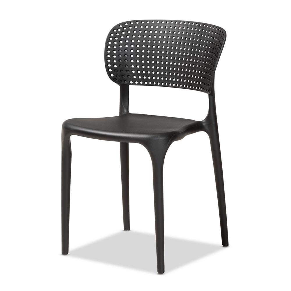 Rae Black Plastic Stackable Dining Chair Set