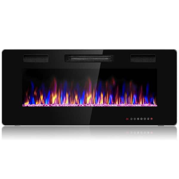 5100 BTU 42 in. Fireplace Recessed Ultra-Thin Electric Wall-Mounted Heater Furnace with Multicolor Flame