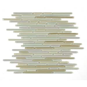 New Era Beige 12 in. x 12 in. Interlocking Mixed Glass Mosaic Wall Tile (10 sq. ft./Case)