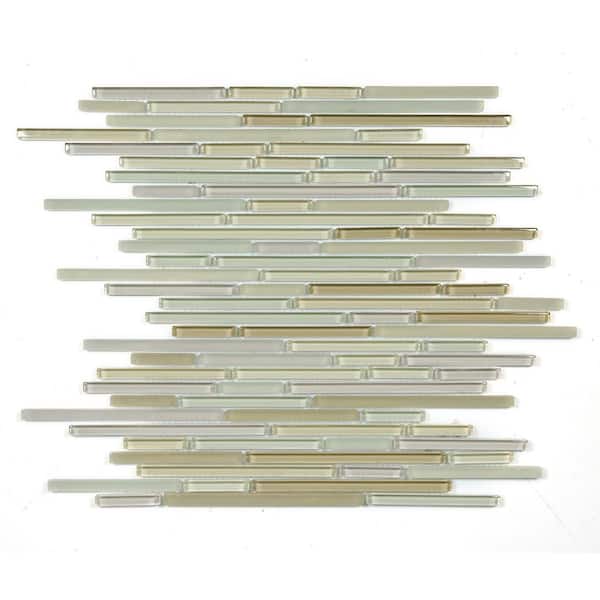 ABOLOS New Era Beige 12 in. x 12 in. Interlocking Mixed Glass Mosaic Wall Tile (10 sq. ft./Case)
