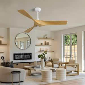 52 in. Matte White Modern Ceiling Fan with 3 ABS Blades Remote Control Reversible DC Motor Without Light For Living Room