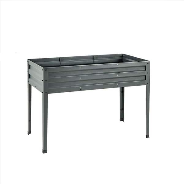 Gymax 46'' x 24'' x 32'' Steel Galvanized Raised Garden Bed w/ Legs Drainage Holes for Flowers Grey