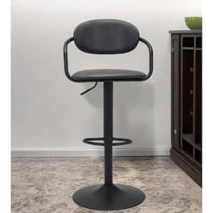 24.4 in. Black Low Back Metal Counter Height Bar Chair with Upholstery Seat