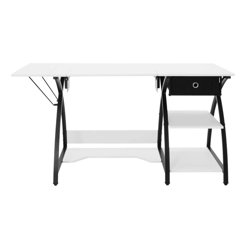 Comet Plus Adjustable Black and White Hobby Desk with Storage