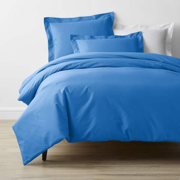 The Company Store Company Cotton Percale Delft Blue Solid King Duvet Cover