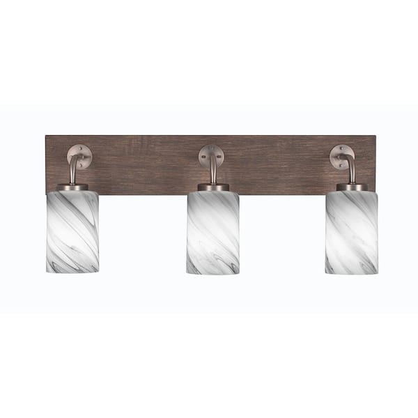 Unbranded Kirby 26 in. 3-Light Graphite and Painted Distressed Wood-look Metal Vanity Light