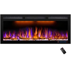 40 in. Wall-mounted Electric Fireplace Recessed Heater, Linear Fireplace Inserts with Overheating protection in Black