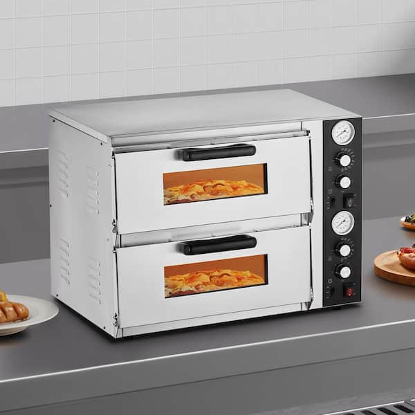 Pizza Oven Electric, 18 in. Double-Deck Commercial Countertop Pizza Oven, 842°F Max Temp, Indoor Pizza Maker