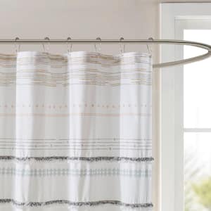 Nea Multi 72in. Cotton Printed Shower Curtain with Trims