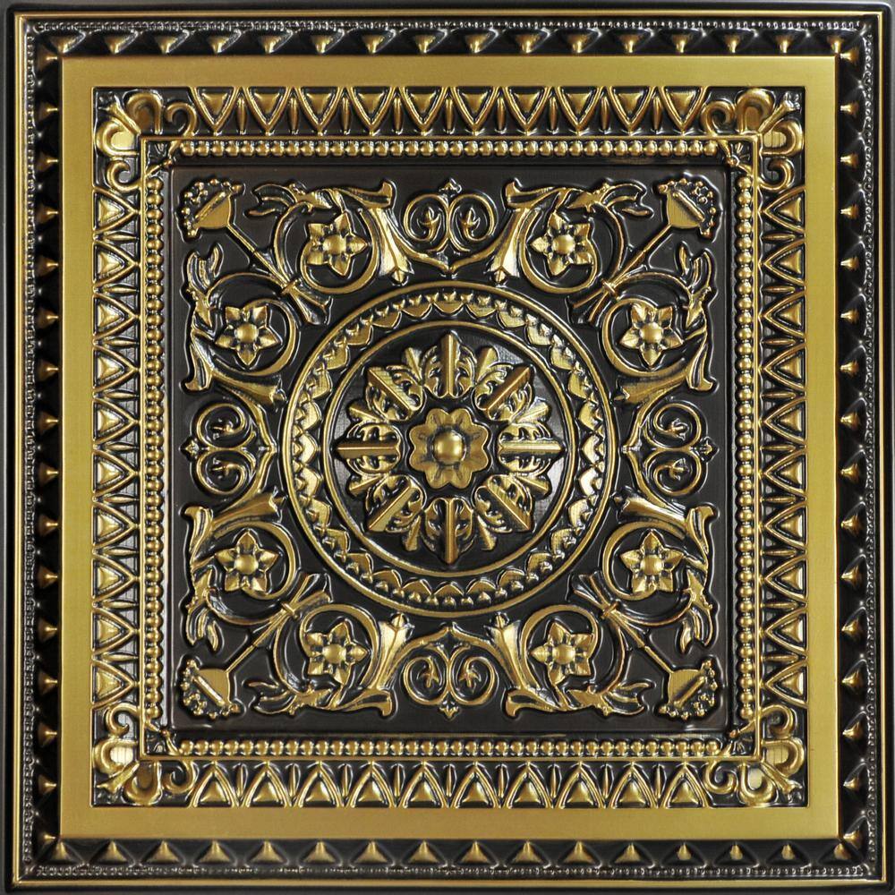La Scala Antique Brass 2 ft. x 2 ft. PVC Glue-up or Lay-in Faux Tin Ceiling Tile (40 sq. ft. /Case) price history on PriceWatchPro