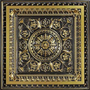 La Scala Antique Brass 2 ft. x 2 ft. PVC Glue-up or Lay-in Ceiling Tile (100 sq. ft./case)