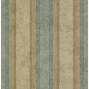 Marbled Stripe Green and Brown Paper Non-Pasted Strippable Wallpaper Roll (Cover 56.05 sq. ft.)