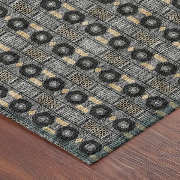 Chantille Machine Washable Indoor/Outdoor Abstract ACN2860 Black 10 ft. x 14 ft. Area Rug