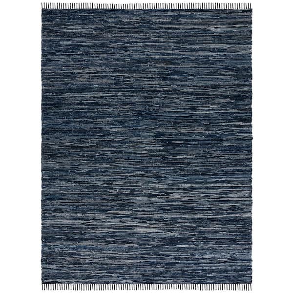 Rag 8 ft. x 10 ft. Navy/Black Abstract Striped Area Rug