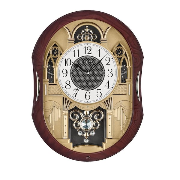 Bulova 19 in. H X  in. W Rectangular Wall Clock with melodies C4903 -  The Home Depot