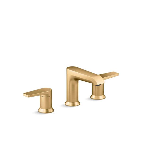 Hint 8 In. Widespread Double Handle Bathroom Sink Faucet In Vibrant Brushed Moderne Brass