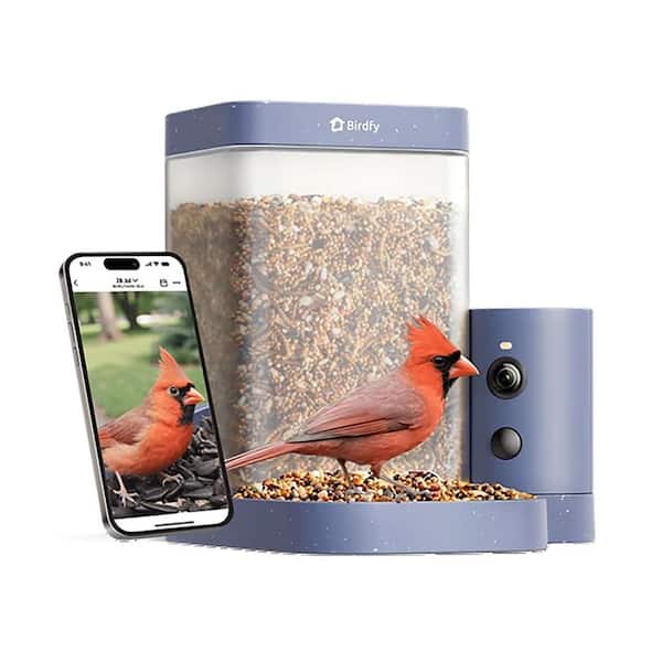 Lightweight Feeder for Birdwatching Newbies Blue Plastic-60FPS Videos and AI Bird Recognition-Seed Feeder