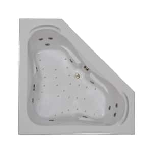 60 in. Corner Drop-in Air and Whirlpool Bath Bathtub in Biscuit 60CT Biscuit